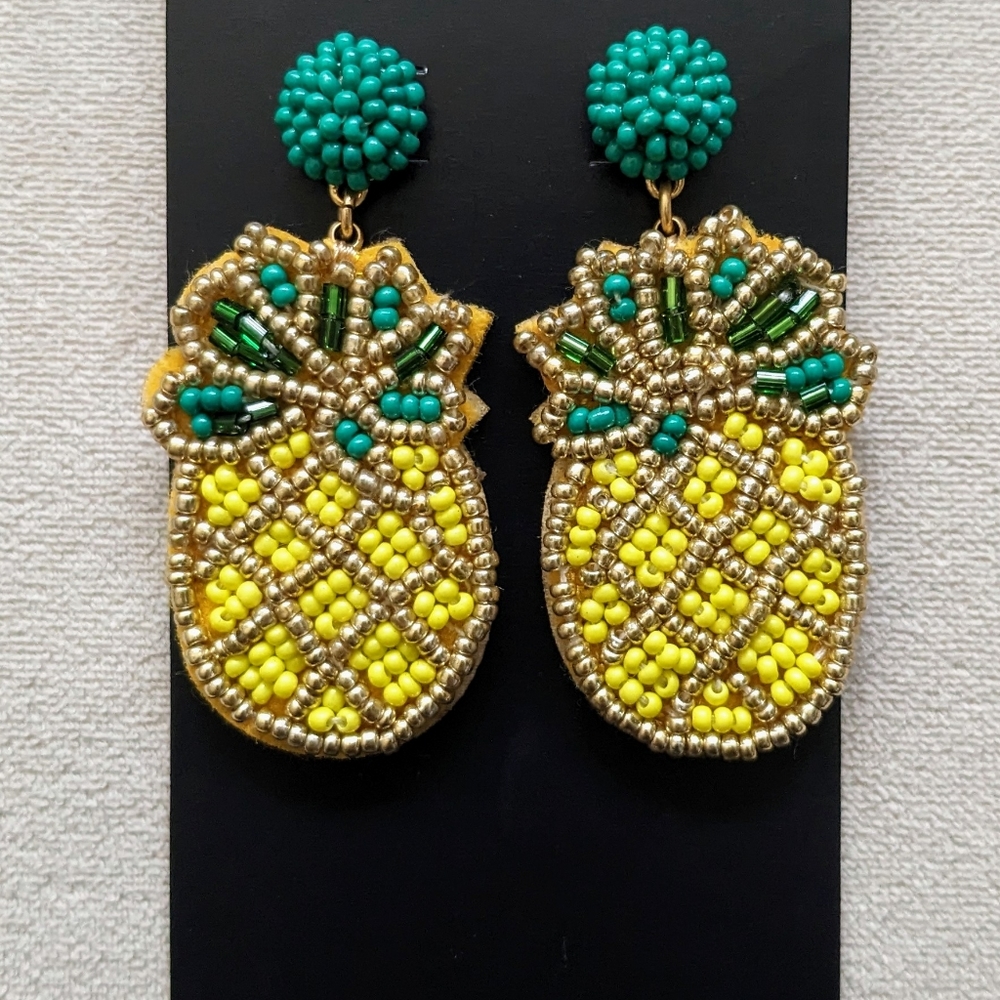 NWT J. Crew Beaded Pineapple Earrings